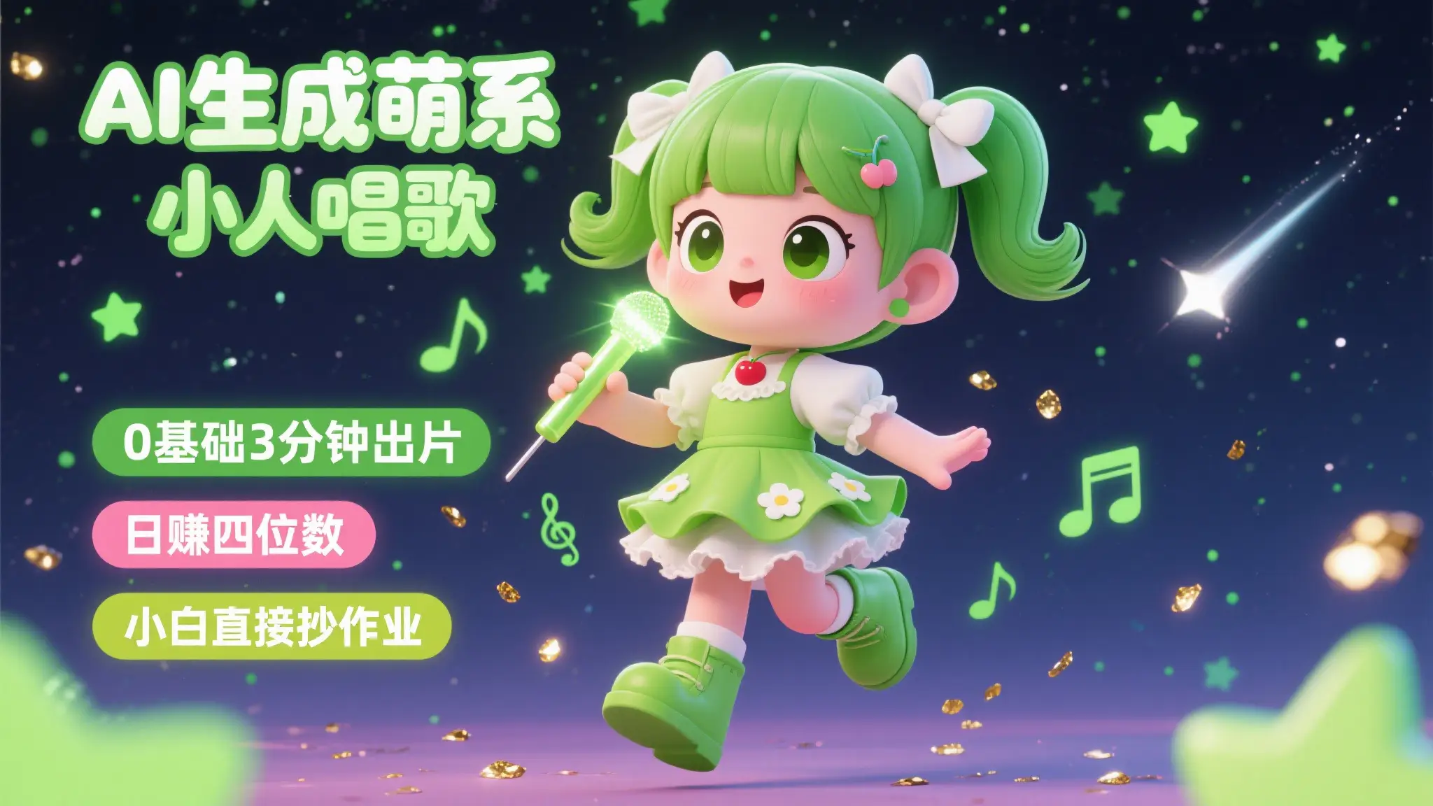 AI生成萌系小人唱歌!0基础3分钟出片,28个作品涨粉8.9万,日赚四位数,小白直接抄作业-联创在线