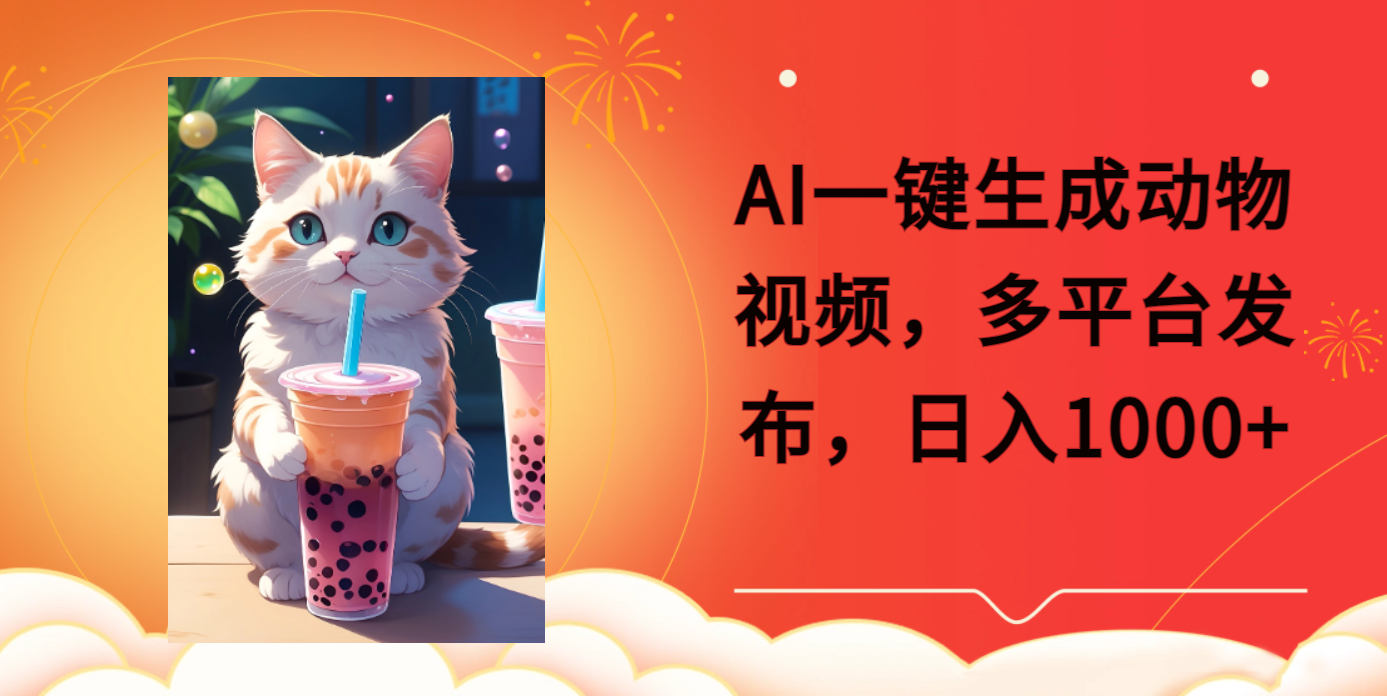 AI一键生成动物搞笑视频，多平台发布，轻松破千万播放，日入2000+，小白轻松上手-联创在线