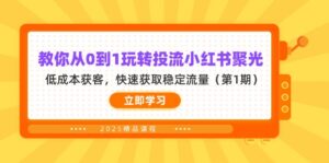 教你从0到1玩转投流小红书聚光，低成本获客，快速获取稳定流量(第1期-联创在线