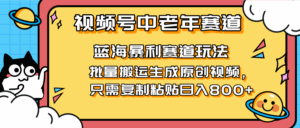 2025视频号中老年短视频蓝海暴利风口！复制粘贴搬运视频单日赚800+，无…-联创在线