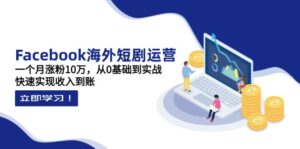 Facebook海外短剧运营：一个月涨粉10万，从0基础到实战，快速实现收入到账-联创在线