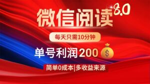 微信阅读8.0玩法！！0撸，没有任何成本有手就行，一天利润200+-联创在线
