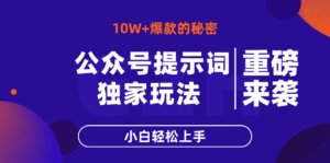 公众号提示词玩法，10W+爆文最简单快速的方法，小白轻松上手-联创在线