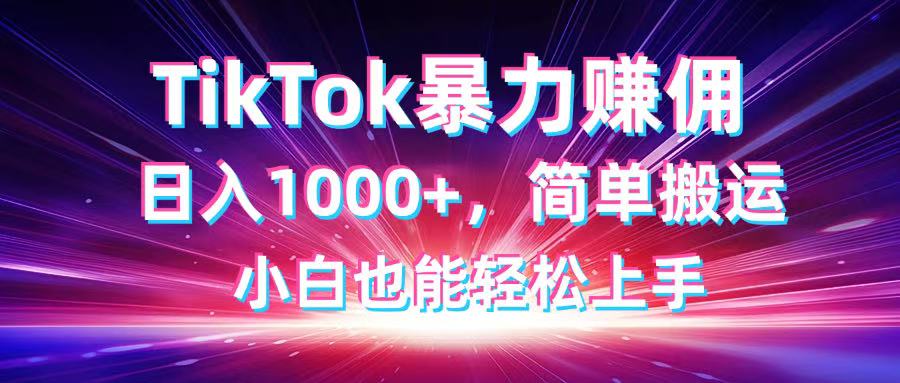 TikTok搬运暴力赚佣，日入1000+，简单搬运，小白也能轻松上手-联创在线