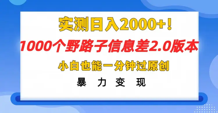 抖音1000个野路子，信息差最新玩法，一分钟过原创，暴力变现月赚1W+-联创在线