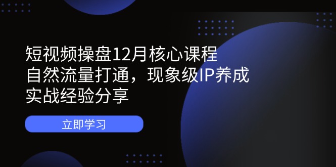 短视频操盘12月核心课程：自然流量打通，现象级IP养成，实战经验分享-联创在线