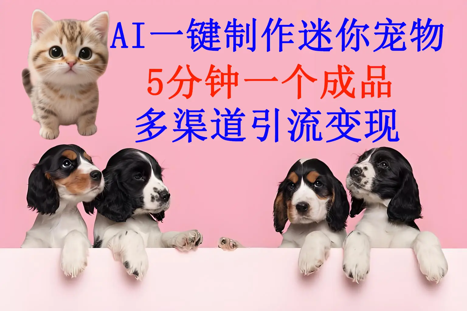 AI一件制作迷你宠物，5分钟一个成品，多渠道引流变现-联创在线