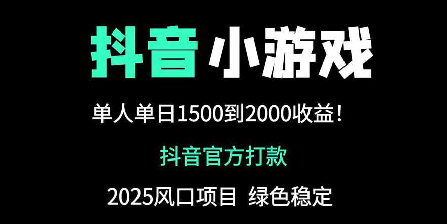 抖音官方小游戏2025全网最新玩法，暴利赚钱项目，单机日入2000+-联创在线