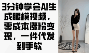 3分钟学会AI生成腿模视频,零成本涨粉变现,一件代发到手软-联创在线