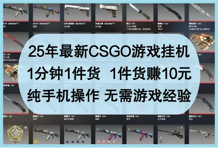 25年最新CSGO游戏挂机，1分钟1件货，1件货赚10元，纯手机操作，无需游戏经验-联创在线