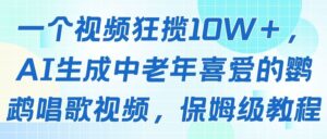 一个视频狂揽10W＋，AI生成中老年喜爱的鹦鹉唱歌视频，保姆级教程-联创在线