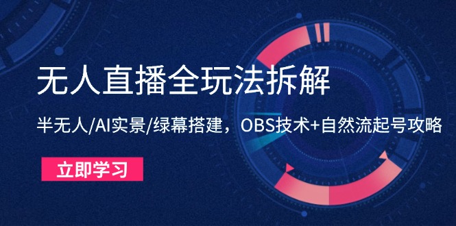 无人直播全玩法拆解:半无人/AI实景/绿幕搭建,OBS技术+自然流起号攻略-联创在线