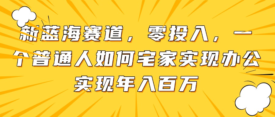 新蓝海赛道，零投入，一个普通人如何宅家办公实现年入百万-联创在线