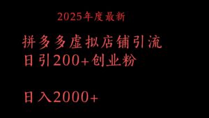 拼多多复制粘贴日引200+付费创业粉，月入6位数最新教程！-联创在线