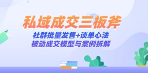 私域成交三板斧：社群批量发售+谈单心法，被动成交模型与案例拆解-联创在线