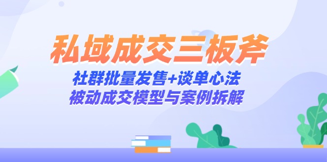 私域成交三板斧：社群批量发售+谈单心法，被动成交模型与案例拆解-联创在线