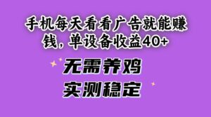 （14767期）手机每天看看广告就能赚钱，单设备收益40+ 无需养鸡，实测稳定-联创在线