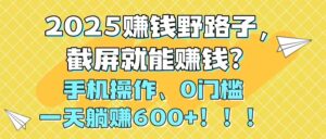 2025赚钱野路子，截屏就能赚钱？手机操作0门槛，一天躺赚600+！！！-联创在线