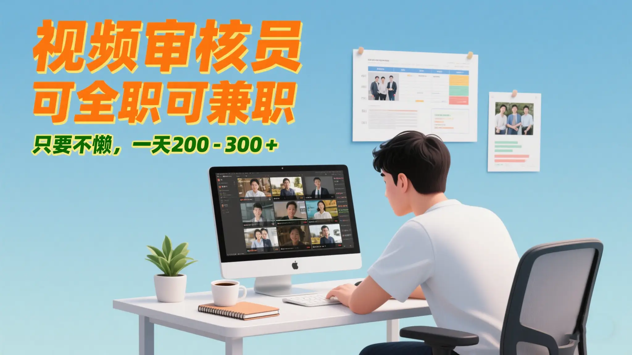 视频审核员，可全职可兼职，只要不懒，一天200-300+-联创在线