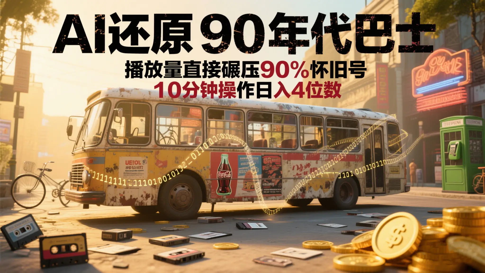 AI还原90年代巴士，一帧让70后泪崩！播放量碾压 90%怀旧号，10分钟操作日入4位数-联创在线
