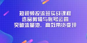 短视频投流班实战课程，选品剪辑与账号运营，突破流量池，高效带货变现-联创在线