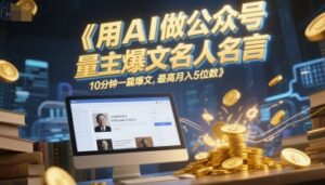 用AI做公众号流量主爆文名人名言，10分钟一篇爆文，最高月入5位数-联创在线