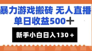 暴力游戏搬砖无人直播，单日收益500+，新手小白也能日入100+-联创在线