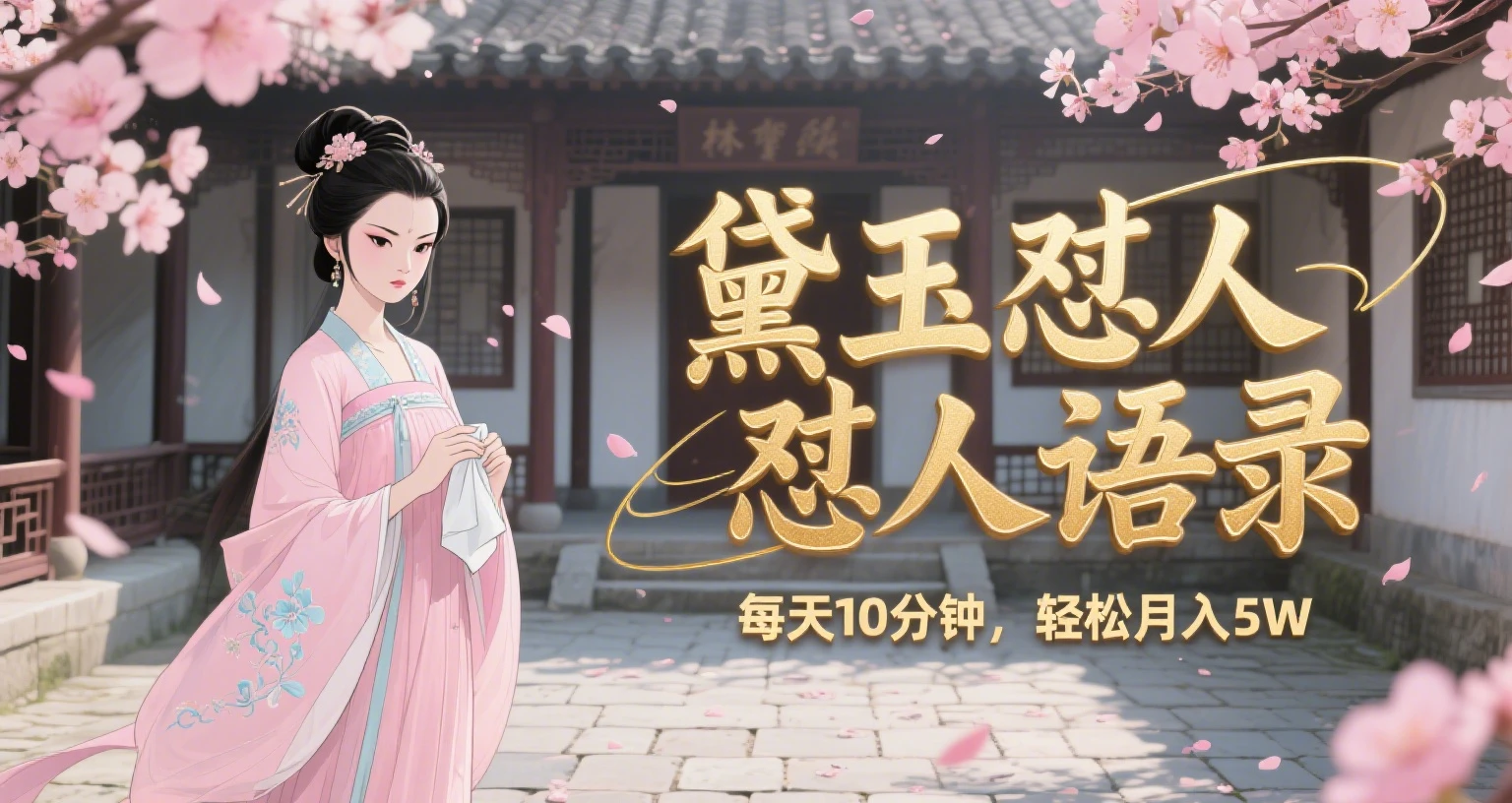 【精】林黛玉怼人语录 怼人鸡汤  AI产出图片视频文案 每天十分钟 附提示词文案库  带书 带素材 带提示词 带虚拟资料 带徒弟 创作者分成 月入5W+-联创在线