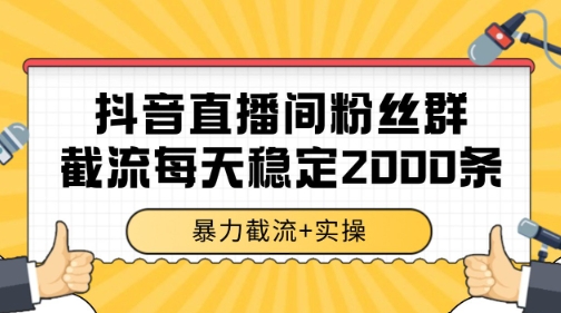 抖音直播间粉丝群暴力截流，一台电脑每天稳定2000条数据【揭秘】-联创在线