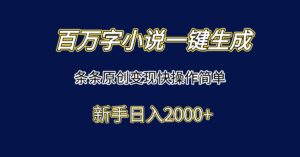 百万字小说一键生成，条条原创变现快操作简单新手日入2000+-联创在线