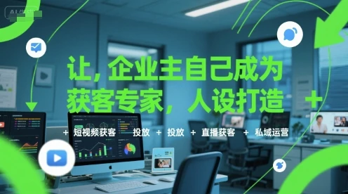 【精】让企业主自己成为获客专家，人设打造+短视频获客+投放+直播获客+私域运营-联创在线