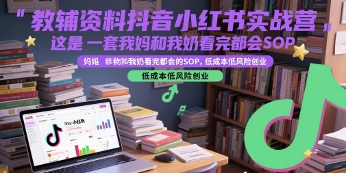 【精】教辅资料抖音小红书实战营，这是一套我妈和我奶看完都会的SOP，低成本低风险创业(更新)-联创在线
