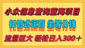 稳定日入300＋，小众信息查询蓝海项目，全程懒人式托管，解放你的时间-联创在线