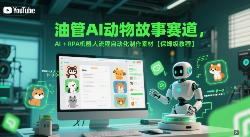 油管AI动物故事赛道，AI+RPA机器人流程自动化制作素材【保姆级教程】-联创在线