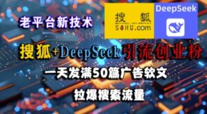 搜狐+DeepSeek引流创业粉，老平台新技术，一天发满50篇广告软文，拉爆搜索流量-联创在线