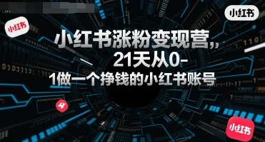 【精】小红书涨粉变现营，21天从0-1做一个挣钱的小红书账号-联创在线