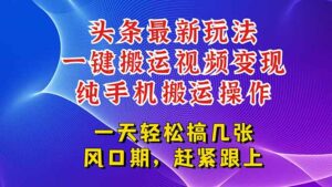 今日头条最新玩法，一键搬运视频也能轻松变现，随随便便就爆百万流量，…-联创在线
