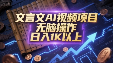 文言文AI视频项目，无脑操作，日入1K以上-联创在线