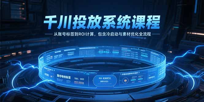 千川投放系统课程，从账号标签到ROI计算，包含冷启动与素材优化全流程-联创在线