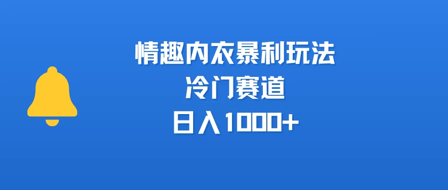 情趣内衣暴利玩法，冷门赛道，日入1000+-联创在线