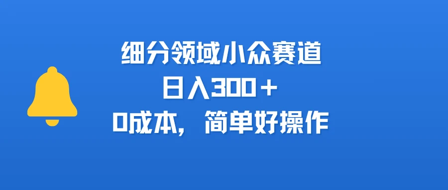 细分领域小众赛道，日入300＋，0成本，简单好操作-联创在线