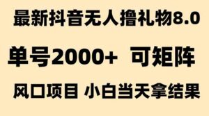 抖音无人撸礼物8.0玩法 全新风口   见效果快  全无人  单号当天产出2000+-联创在线