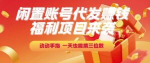 福利项目来袭，闲置账号代发挣钱，动动手指，一天也能搞三位数【揭秘】-联创在线