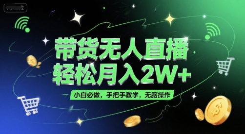 带货无人直播，轻松月入2W+，小白必做，手把手教学，无脑操作(附学习资料)-联创在线