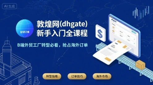 【精】敦煌网(dhgate)新手入门全课程，B端外贸工厂转型必看，抢占海外订单-联创在线