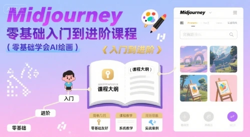 【精】midjourney零基础入门到进阶课程，零基础学会AI绘画-联创在线