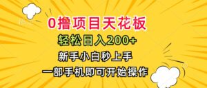 0撸项目天花板，日入200+，新手小白秒上手，一部手机即可操作-联创在线