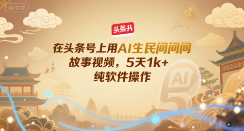 在头条号上用AI生民间故事视频，5天1k+，纯软件操作-联创在线