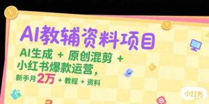 AI教辅资料项目，AI生成+原创混剪+小红书爆款运营，新手月入2万+教程+资料-联创在线