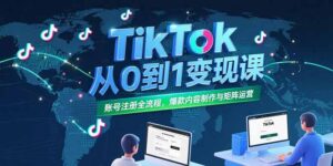 TikTok从0到1变现课，账号注册全流程，爆款内容制作与矩阵运营-联创在线